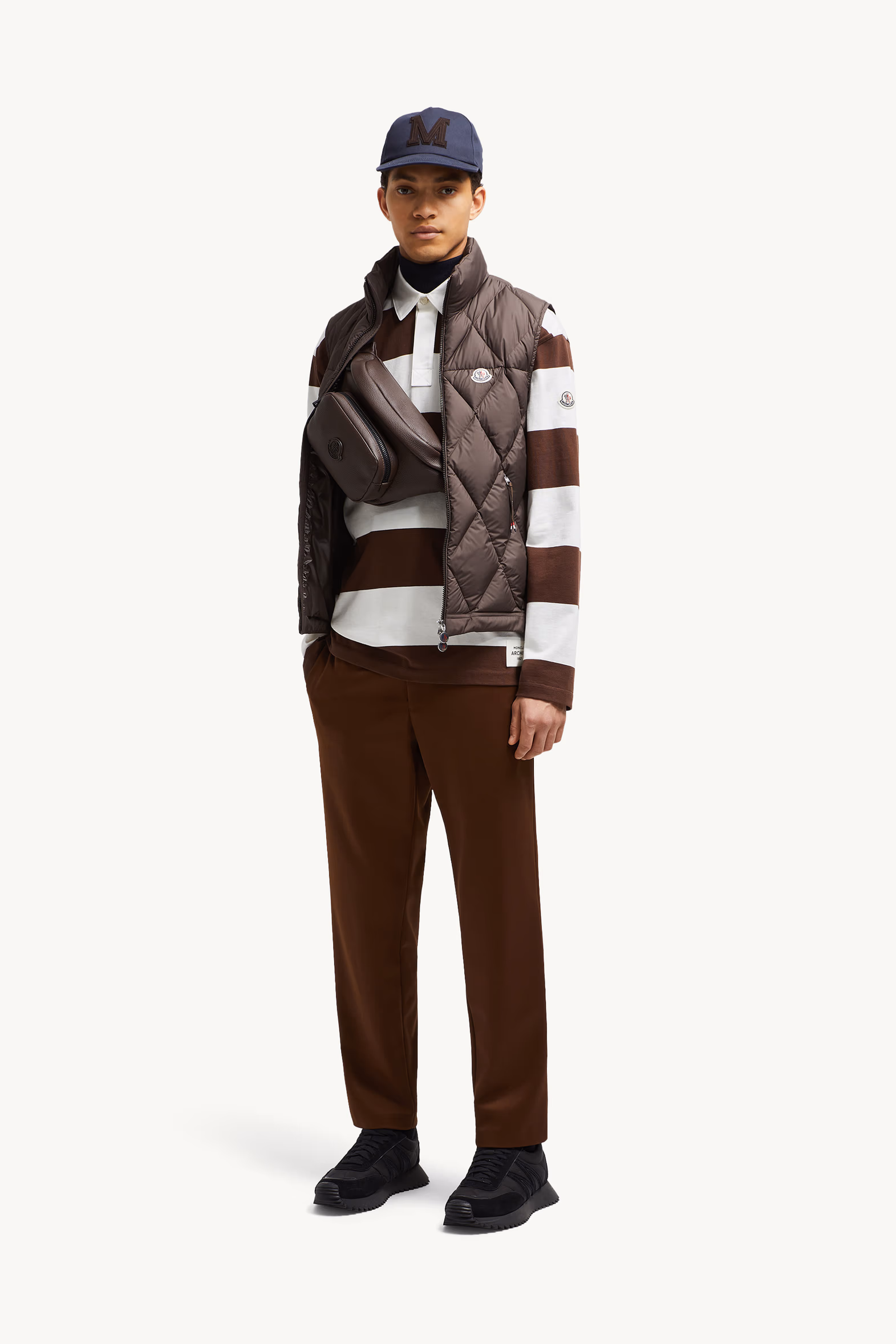 Aroula Hooded Diamond-Quilted Down Vest Men Dark Brown Moncler 0